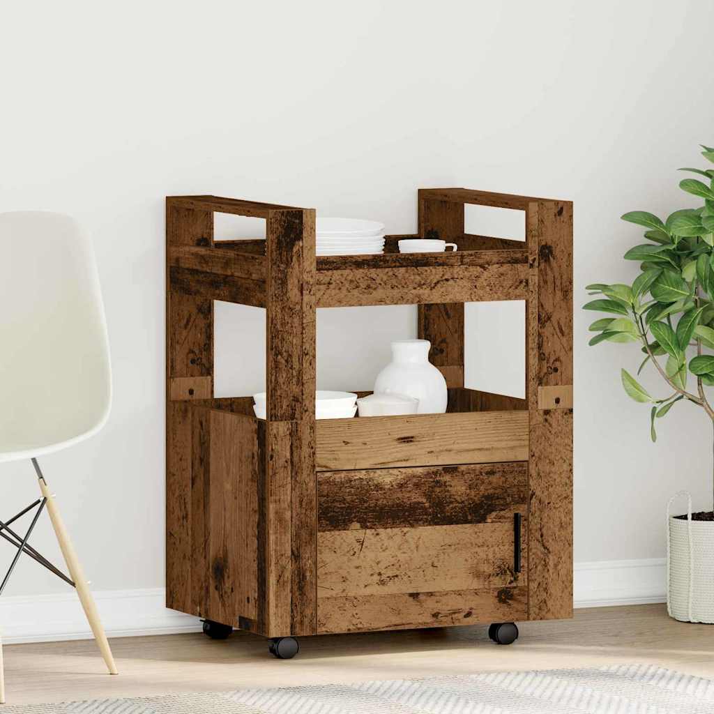 vidaXL Küchentrolley Altholz 60 x 45 x 80 cm Holzwerkstoff