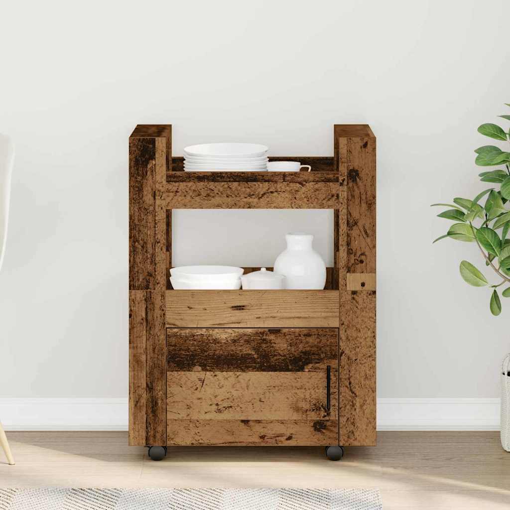 vidaXL Küchentrolley Altholz 60 x 45 x 80 cm Holzwerkstoff