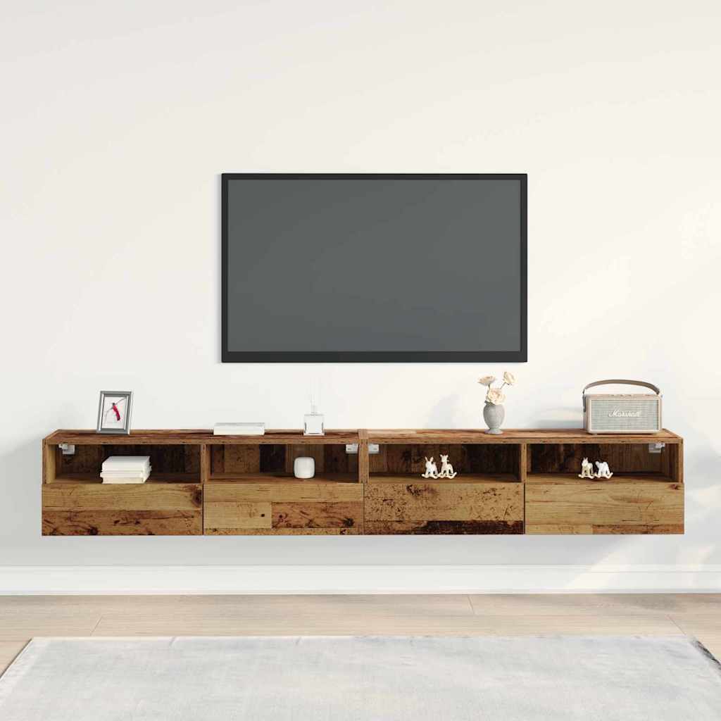 vidaXL TV-Wandschrank 2 pcs Altholz 100 x 30 x 30 cm Holzwerkstoff