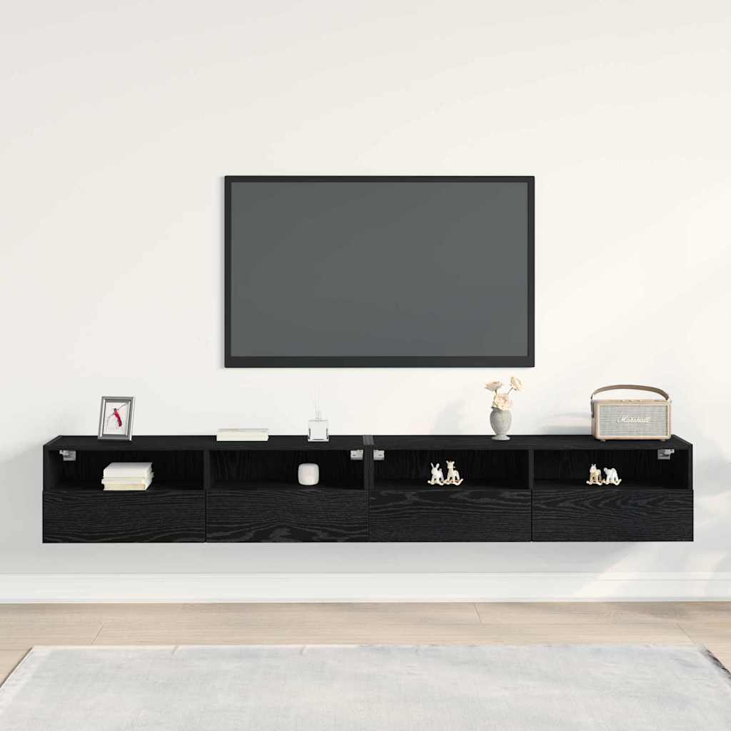 vidaXL TV-Wandschrank 2 pcs Schwarz Eichen-Optik 100 x 30 x 30 cm