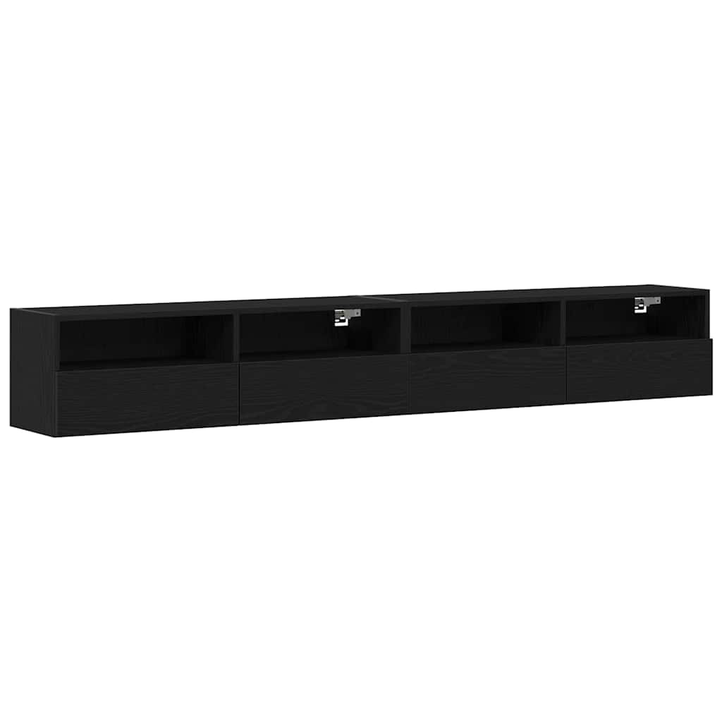 vidaXL TV-Wandschrank 2 pcs Schwarz Eichen-Optik 100 x 30 x 30 cm