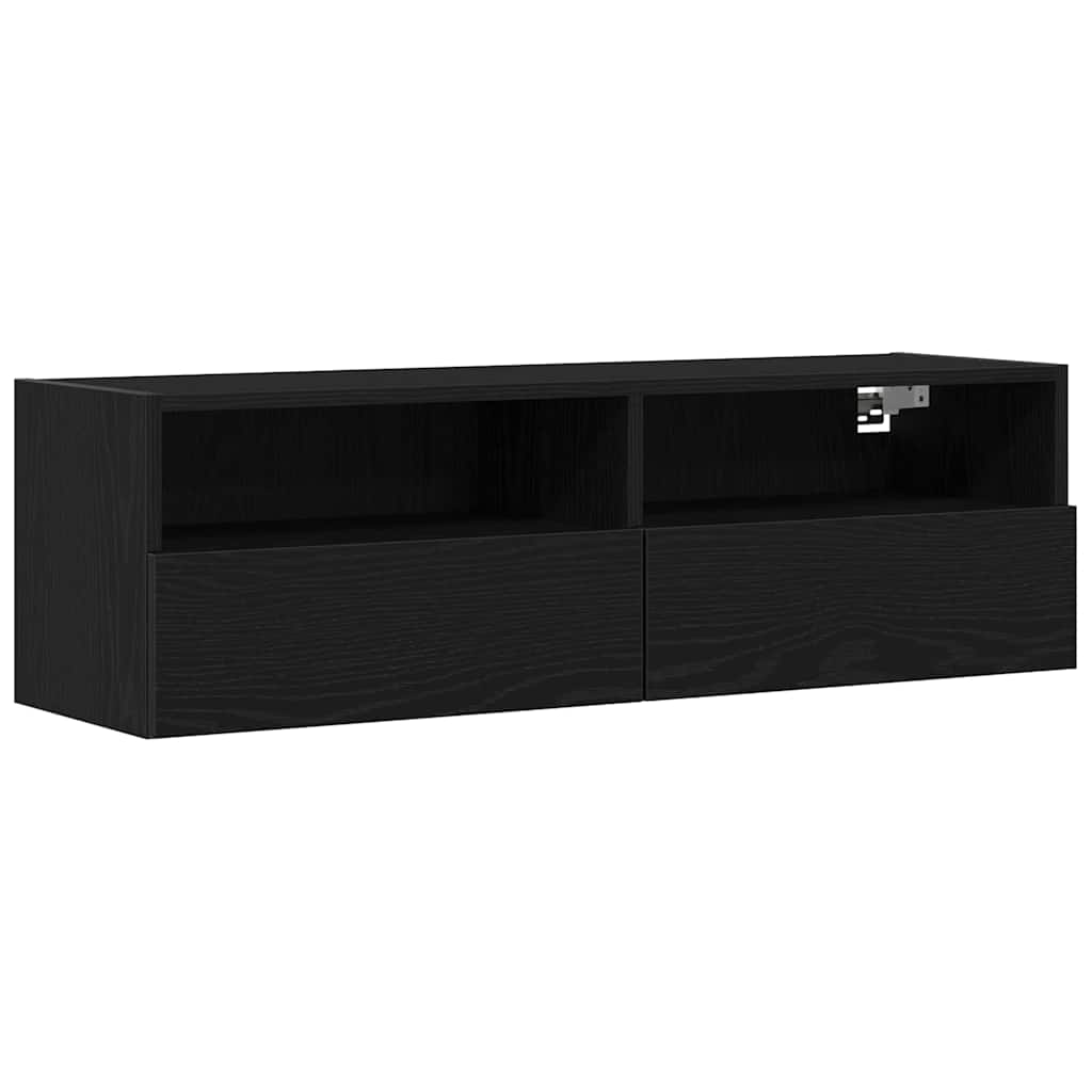 vidaXL TV-Wandschrank 2 pcs Schwarz Eichen-Optik 100 x 30 x 30 cm