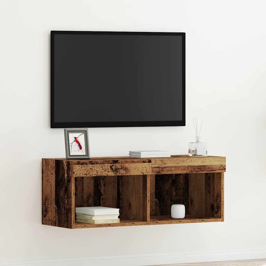 vidaXL TV-Schrankset mit LED Altholz 80 x 30 x 30 cm Holzwerkstoff