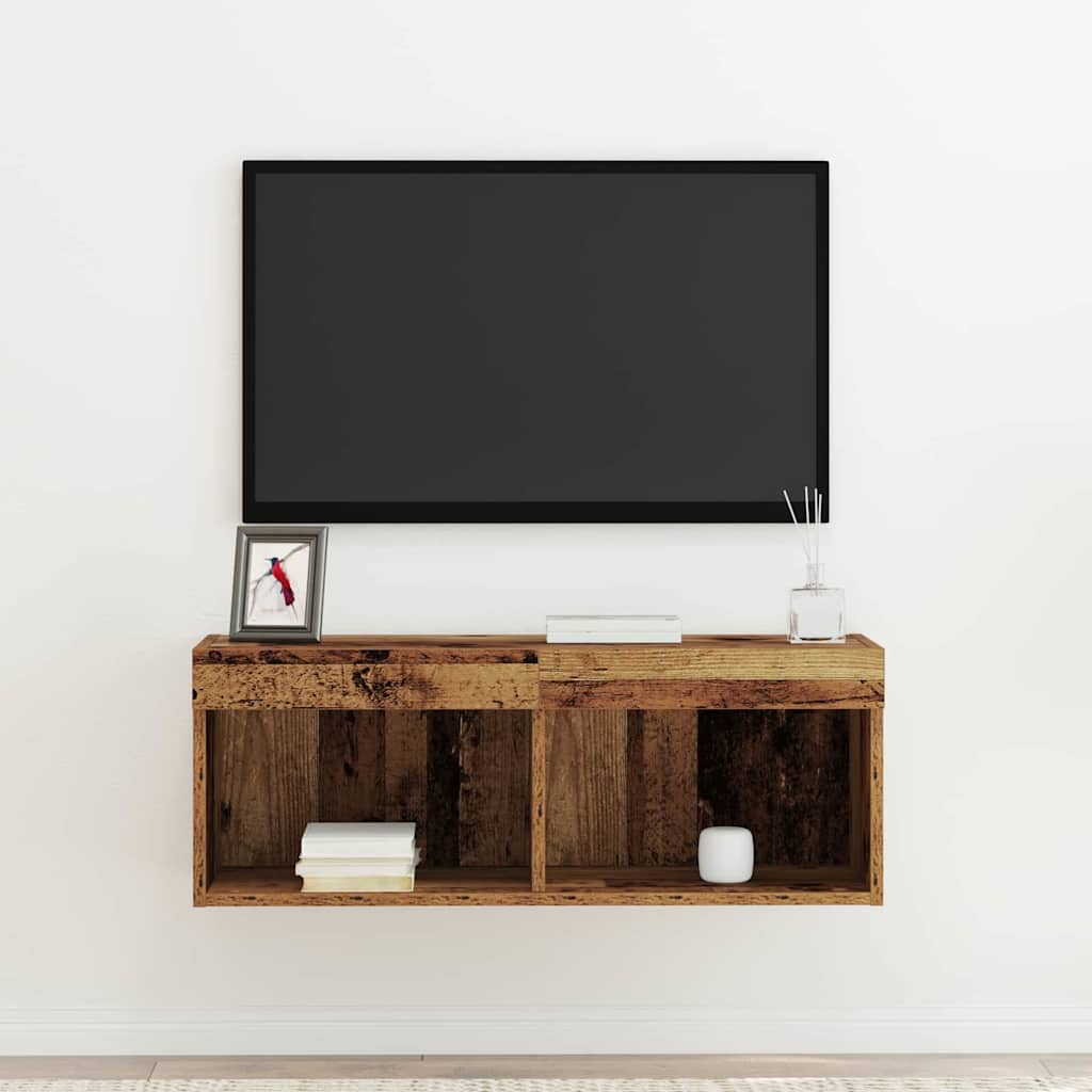 vidaXL TV-Schrankset mit LED Altholz 80 x 30 x 30 cm Holzwerkstoff