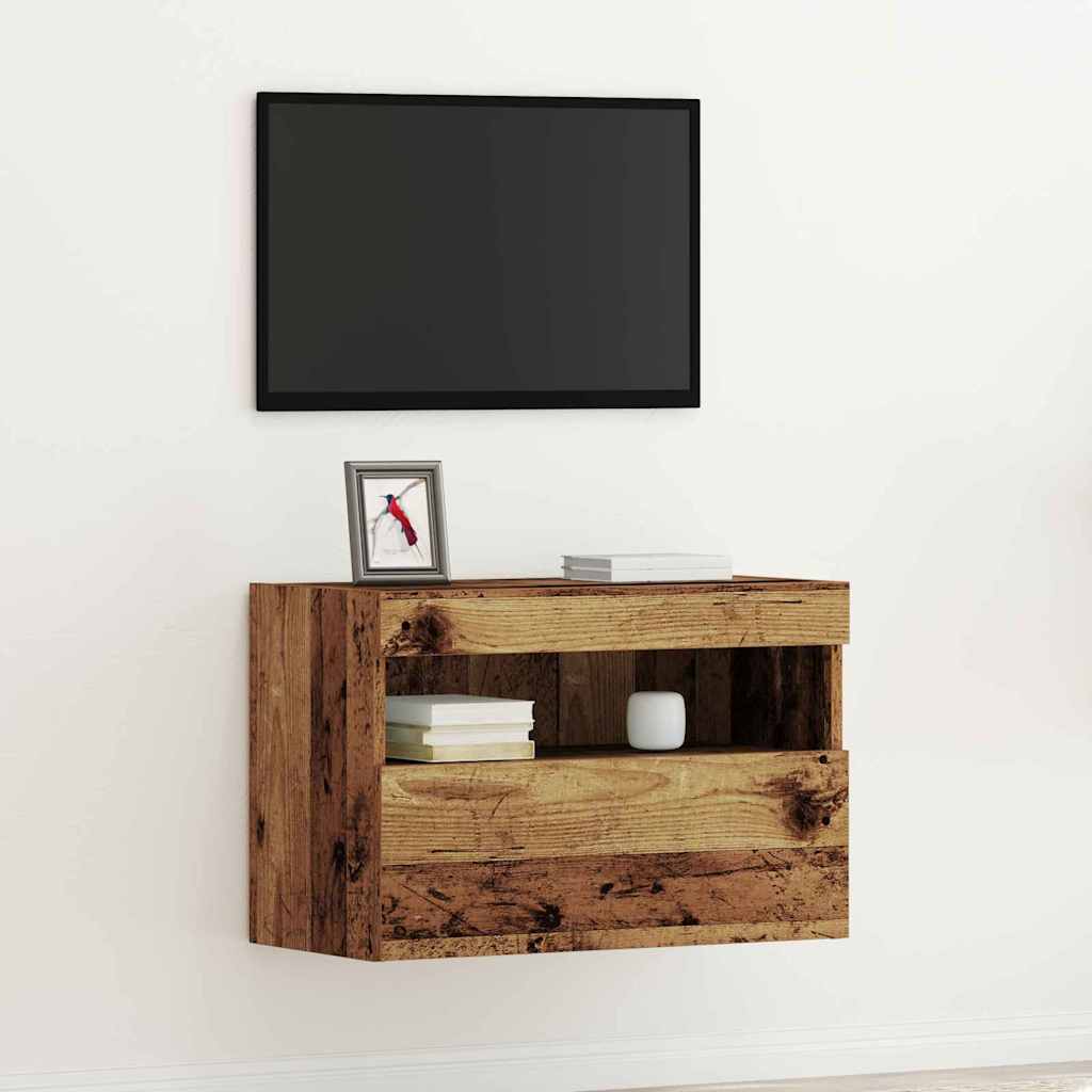 vidaXL TV-Wandschrank mit LED Altholz 60 x 30 x 40 cm Holzwerkstoff