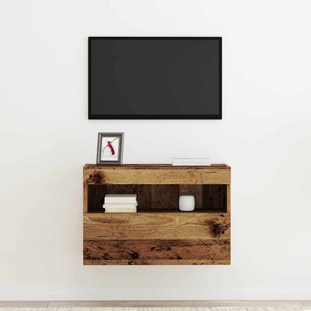 vidaXL TV-Wandschrank mit LED Altholz 60 x 30 x 40 cm Holzwerkstoff