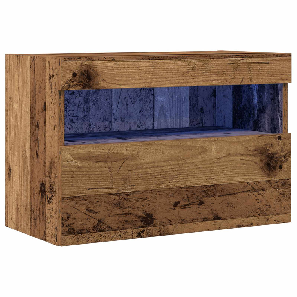 vidaXL TV-Wandschrank mit LED Altholz 60 x 30 x 40 cm Holzwerkstoff