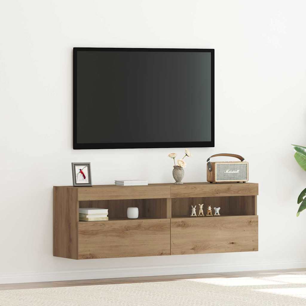 vidaXL TV-Wandschrank mit LED 2 pcs Artisan-Eiche 60 x 30 x 40 cm