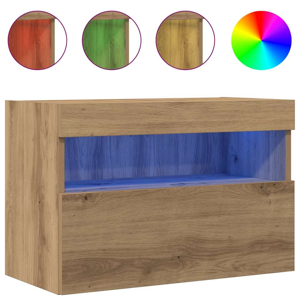 vidaXL TV-Wandschrank mit LED 2 pcs Artisan-Eiche 60 x 30 x 40 cm