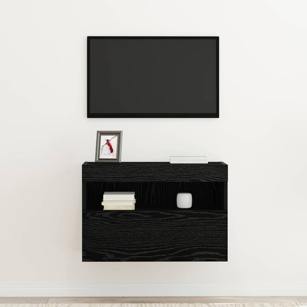 vidaXL TV-Wandschrank mit LED Schwarz Eichen-Optik 60 x 30 x 40 cm