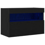 vidaXL TV-Wandschrank mit LED Schwarz Eichen-Optik 60 x 30 x 40 cm