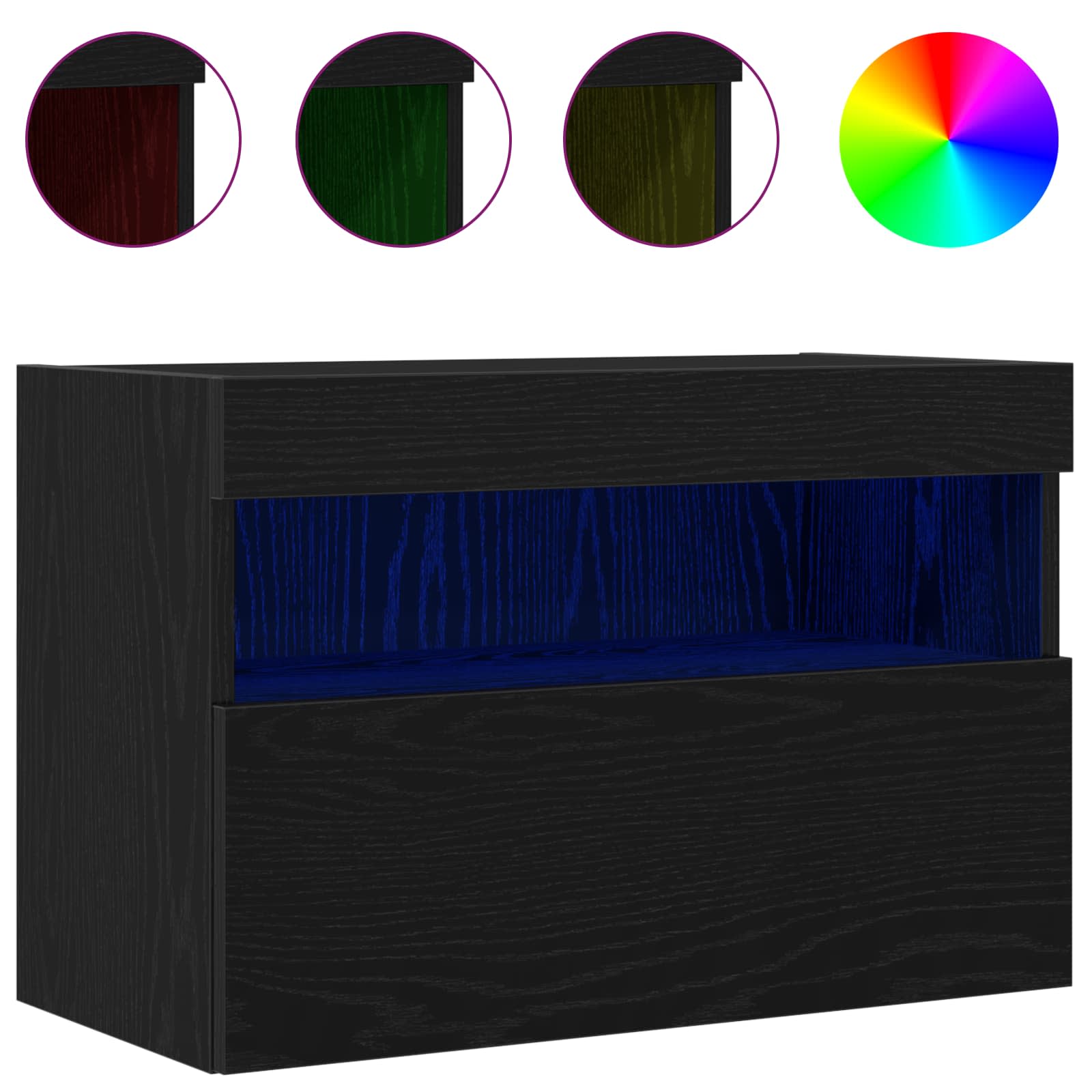 vidaXL TV-Wandschrank mit LED Schwarz Eichen-Optik 60 x 30 x 40 cm