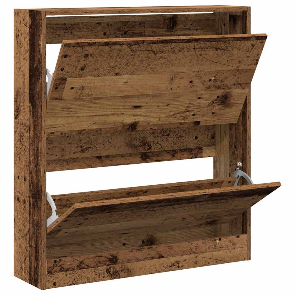 vidaXL Schuhschrank mit Regal Altholz 80 x 21 x 87,5 cm Holzwerkstoff