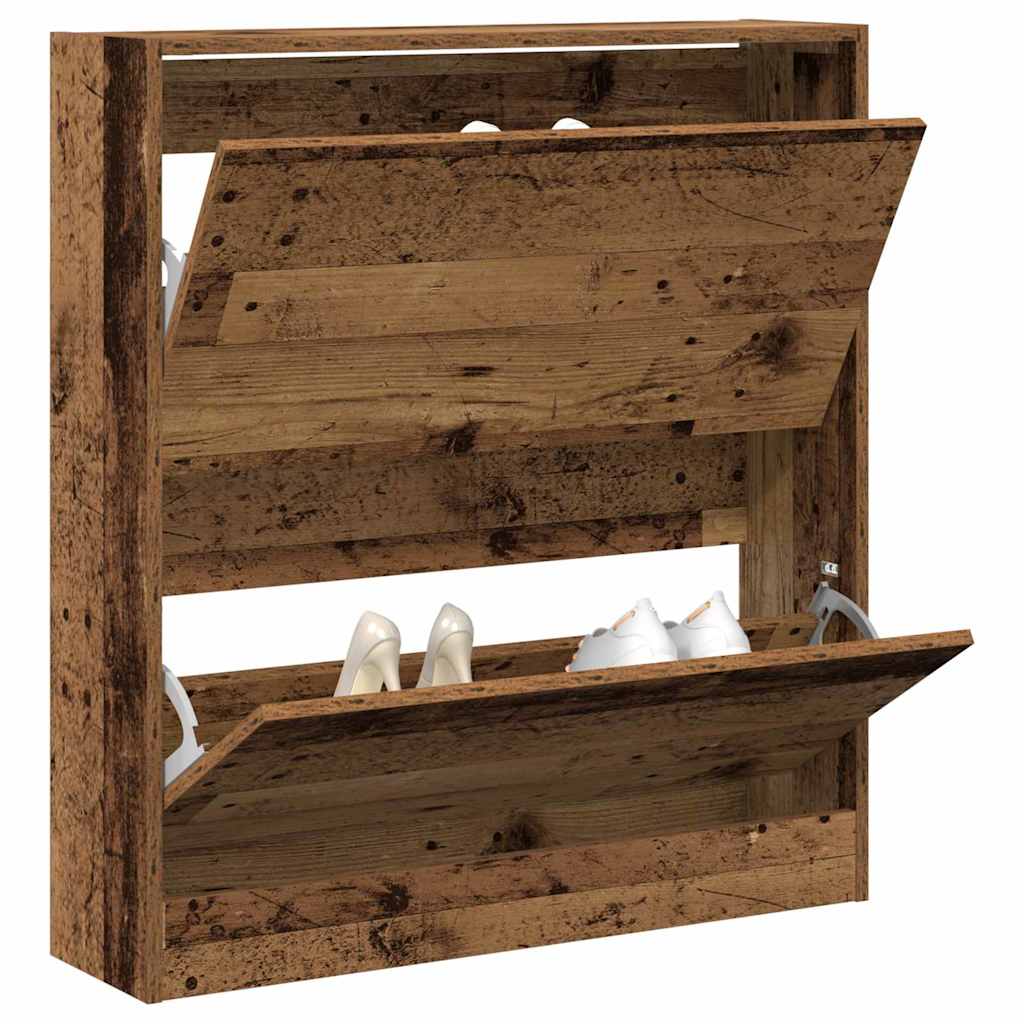 vidaXL Schuhschrank mit Regal Altholz 80 x 21 x 87,5 cm Holzwerkstoff