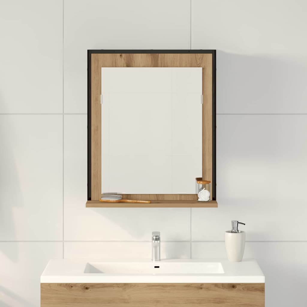vidaXL Spiegel Artisan-Eiche 50 x 12 x 60 cm Glas und engineered Holz