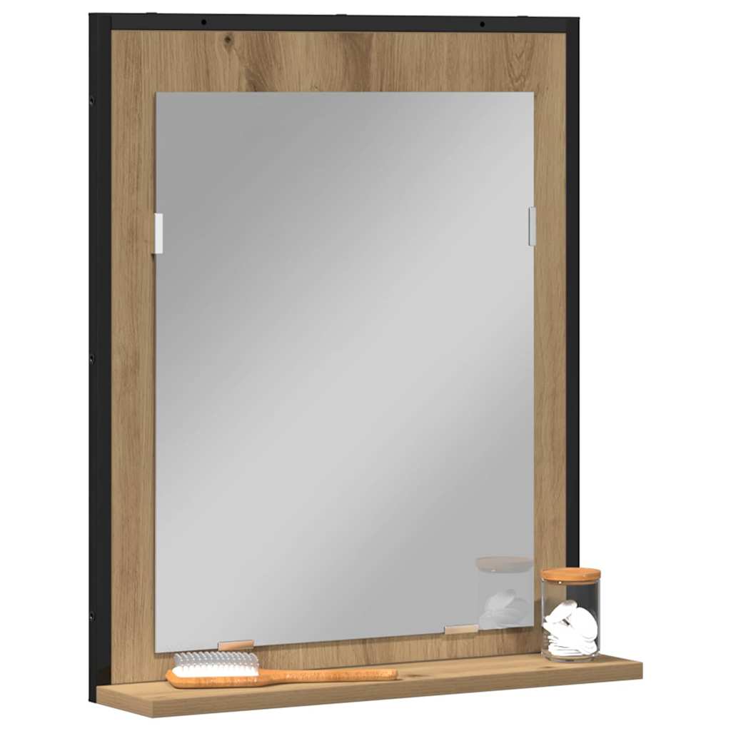 vidaXL Spiegel Artisan-Eiche 50 x 12 x 60 cm Glas und engineered Holz