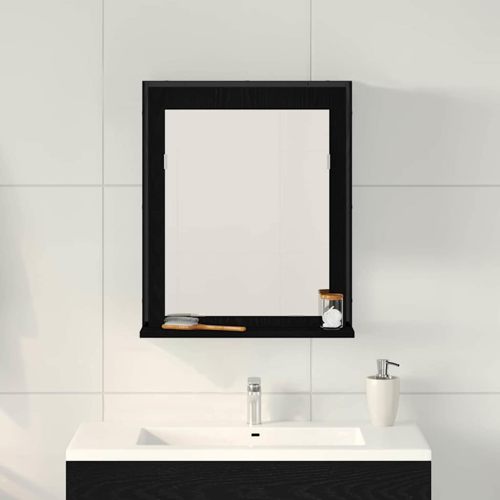 vidaXL Spiegel mit Regal Schwarz Eichen-Optik 50 x 12 x 60 cm