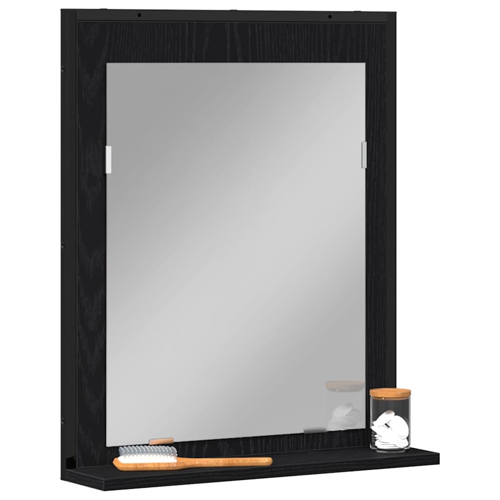 vidaXL Spiegel mit Regal Schwarz Eichen-Optik 50 x 12 x 60 cm