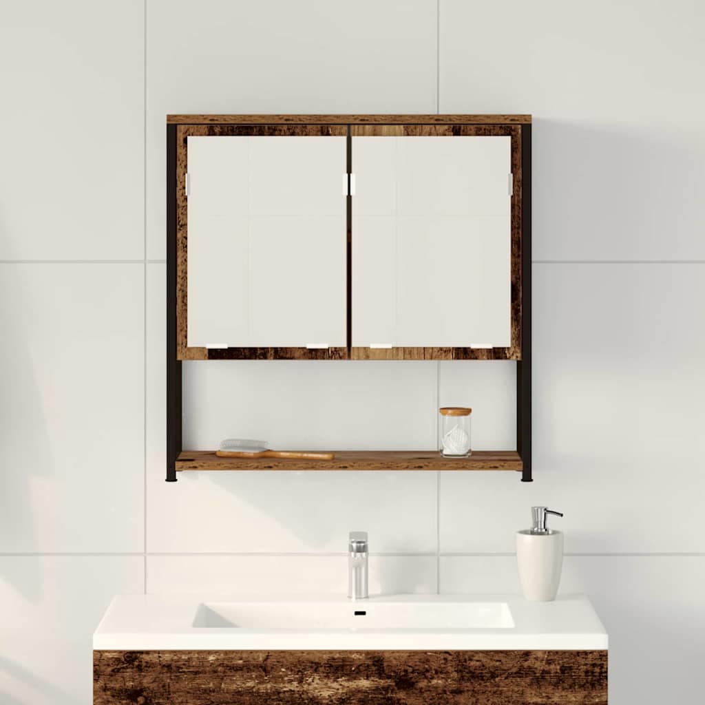 vidaXL Spiegelschrank mit Regal Altholz 60 x 16 x 60 cm Holzwerkstoff
