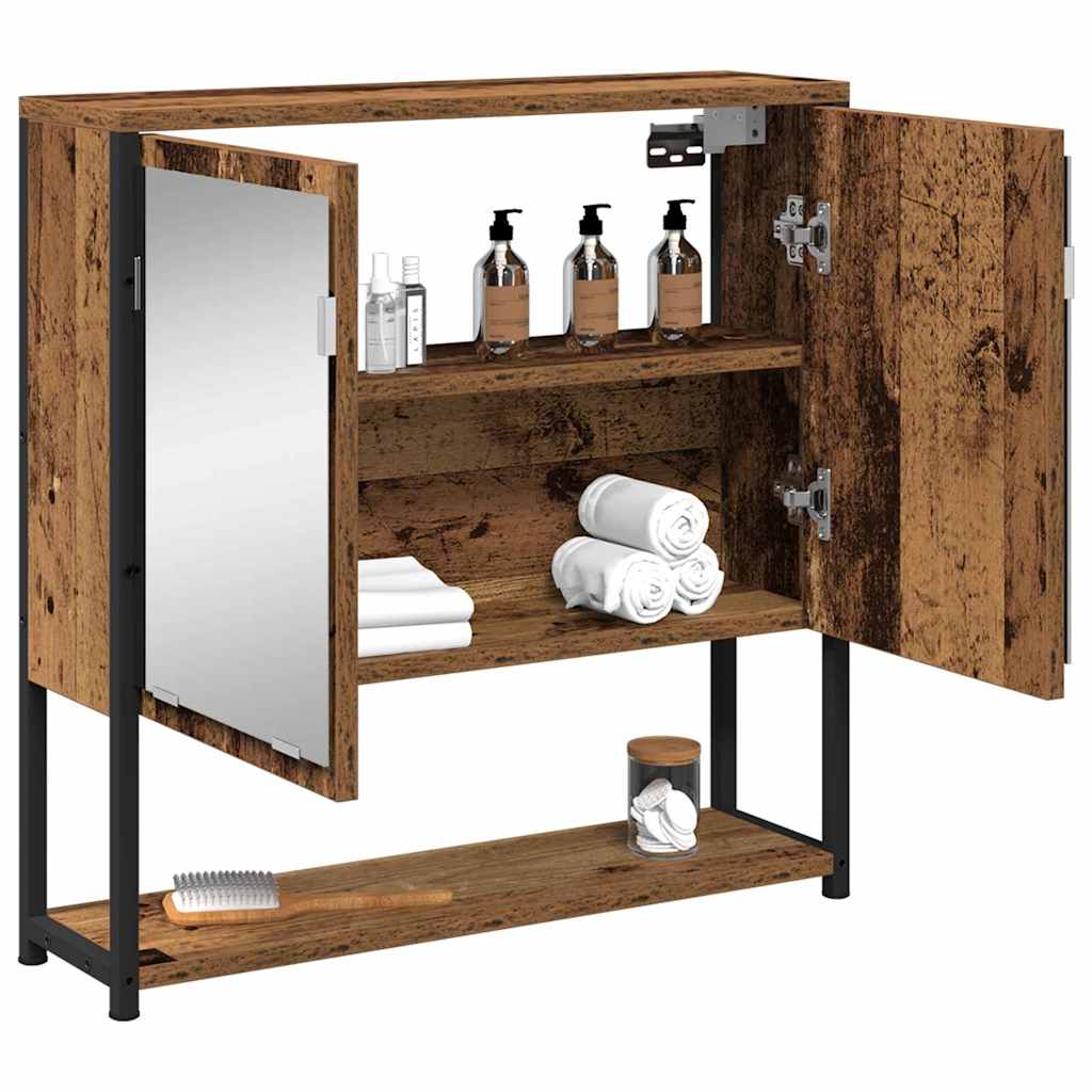 vidaXL Spiegelschrank mit Regal Altholz 60 x 16 x 60 cm Holzwerkstoff