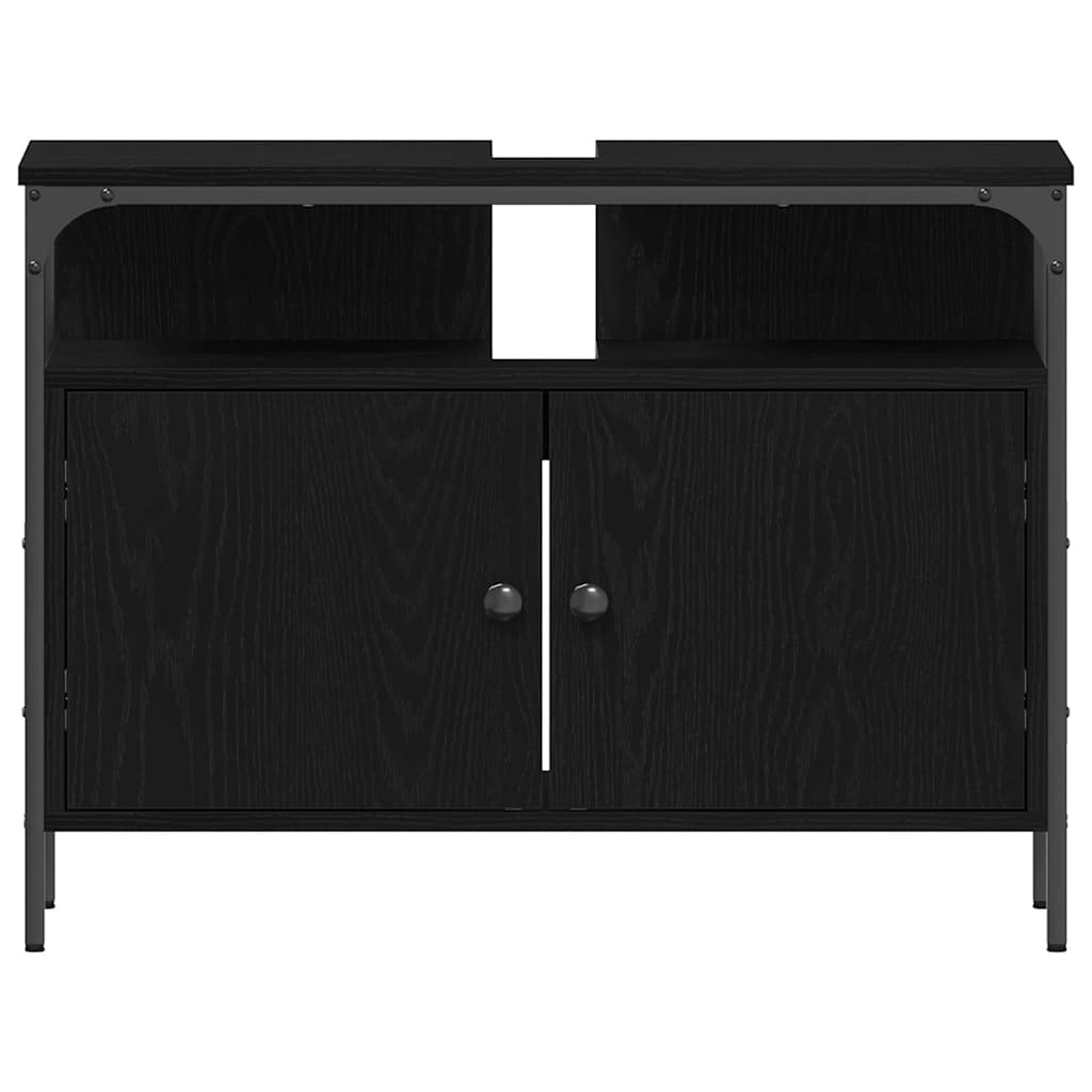 vidaXL Waschbeckenschrank mit Tür Schwarz Eichen-Optik 80 x 30 x 60 cm