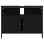 vidaXL Waschbeckenschrank mit Tür Schwarz Eichen-Optik 80 x 30 x 60 cm