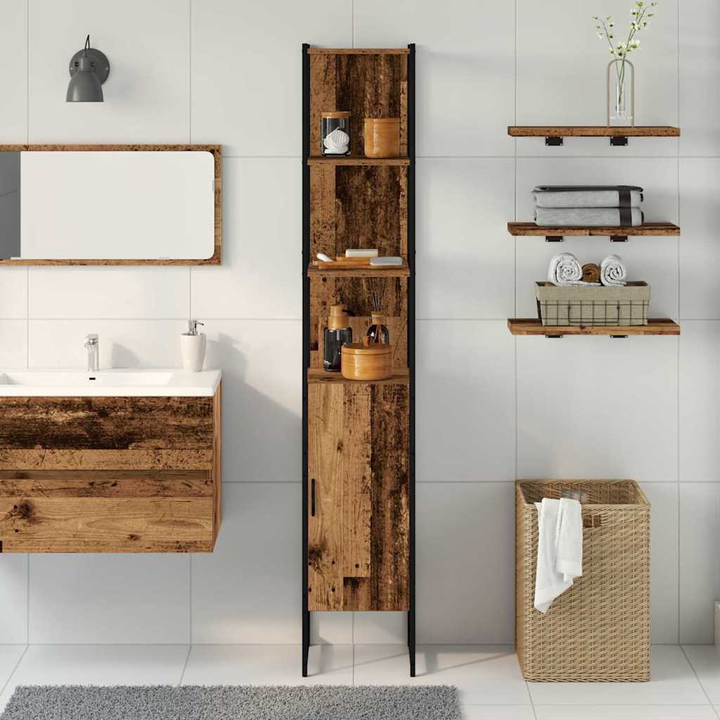vidaXL Badezimmerschrank Altholz 33 x 33 x 185,5 cm Holzwerkstoff