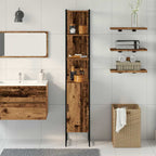 vidaXL Badezimmerschrank Altholz 33 x 33 x 185,5 cm Holzwerkstoff