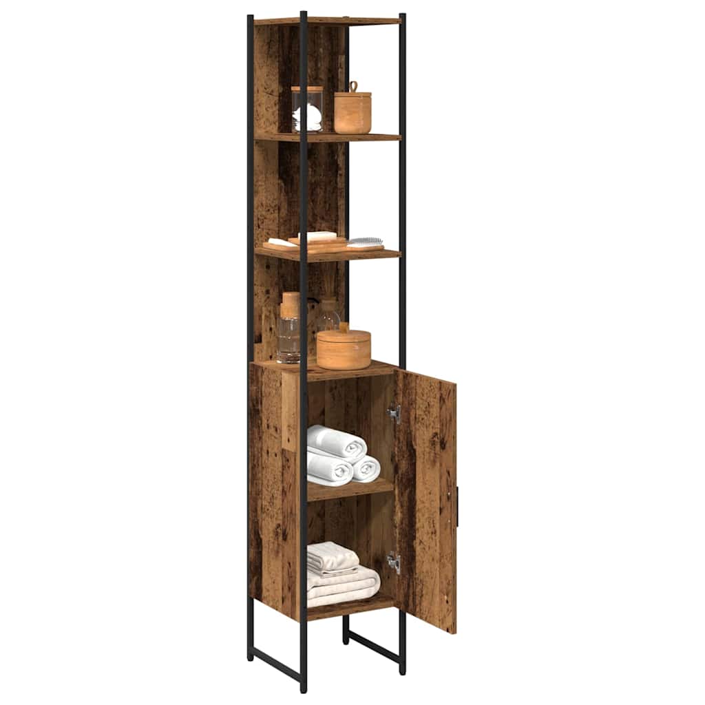 vidaXL Badezimmerschrank Altholz 33 x 33 x 185,5 cm Holzwerkstoff