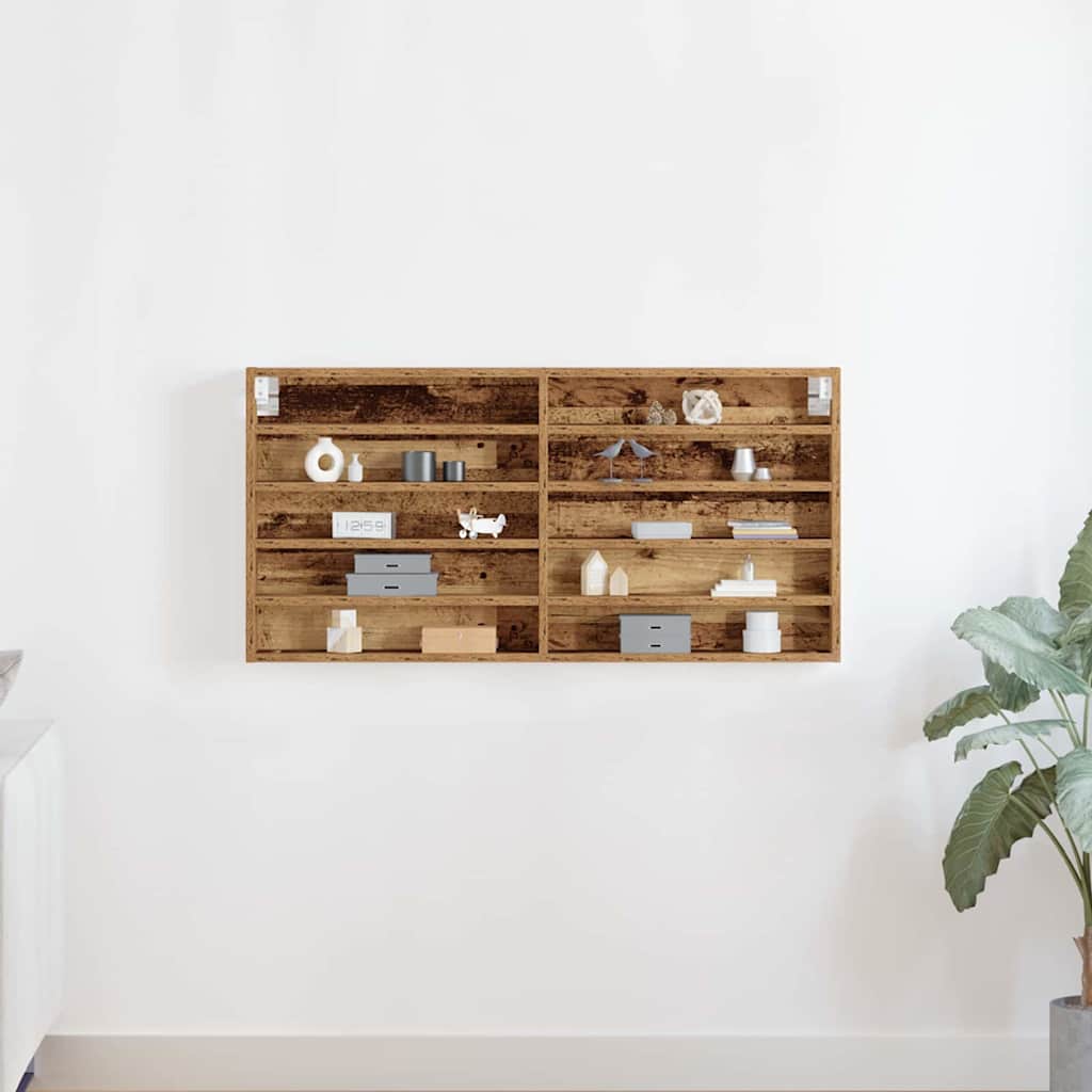 vidaXL Vitrine mit Regal Altholz 100 x 8,5 x 50 cm Holzwerkstoff