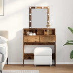 vidaXL Schminktisch mit Regal Altholz 80 x 41 x 144,5 cm Holzwerkstoff