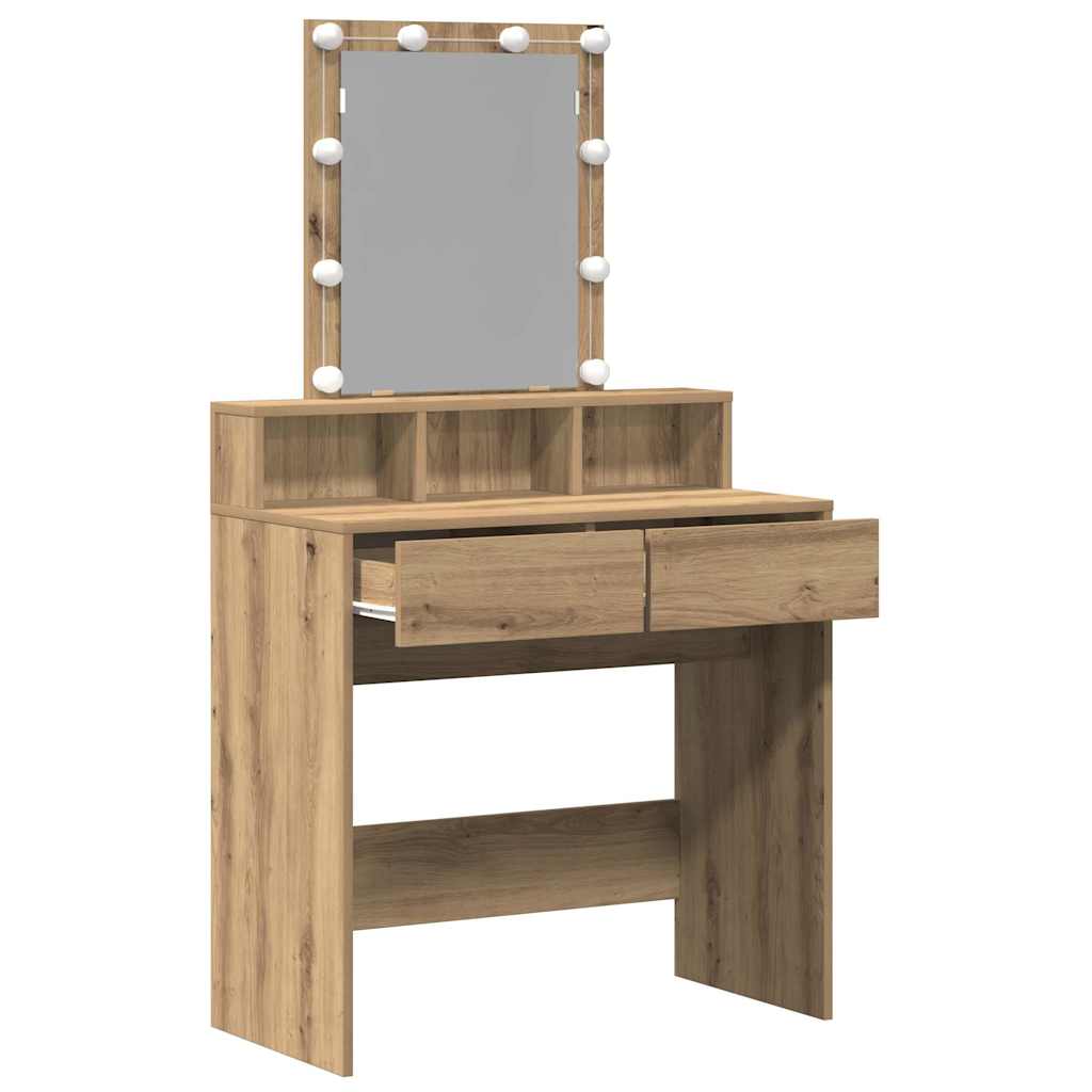vidaXL Schminktisch Artisan-Eiche 80 x 41 x 144,5 cm Holzwerkstoff