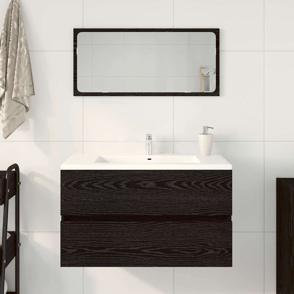 vidaXL Badezimmermöbel-Set 2 pcs Schwarz Eichen-Optik Holzwerkstoff