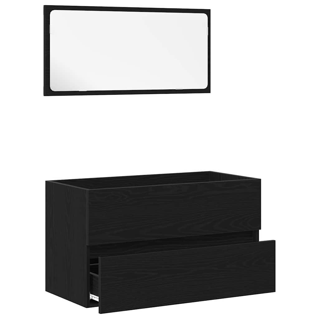 vidaXL Badezimmermöbel-Set 2 pcs Schwarz Eichen-Optik Holzwerkstoff