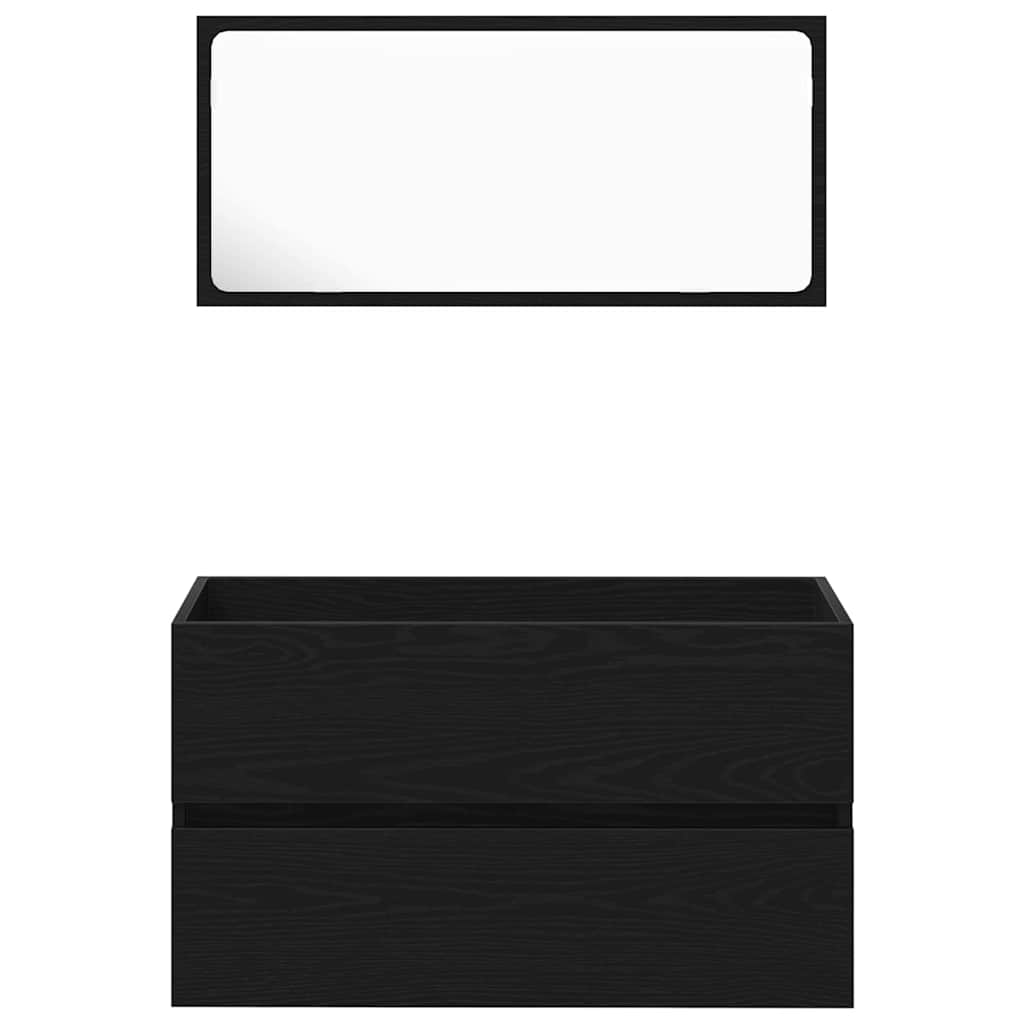 vidaXL Badezimmermöbel-Set 2 pcs Schwarz Eichen-Optik Holzwerkstoff