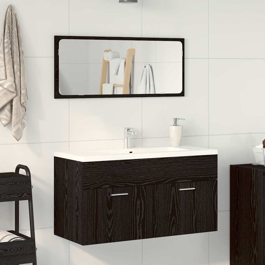 vidaXL Badezimmermöbel-Set 2 pcs Schwarz Eichen-Optik Holzwerkstoff