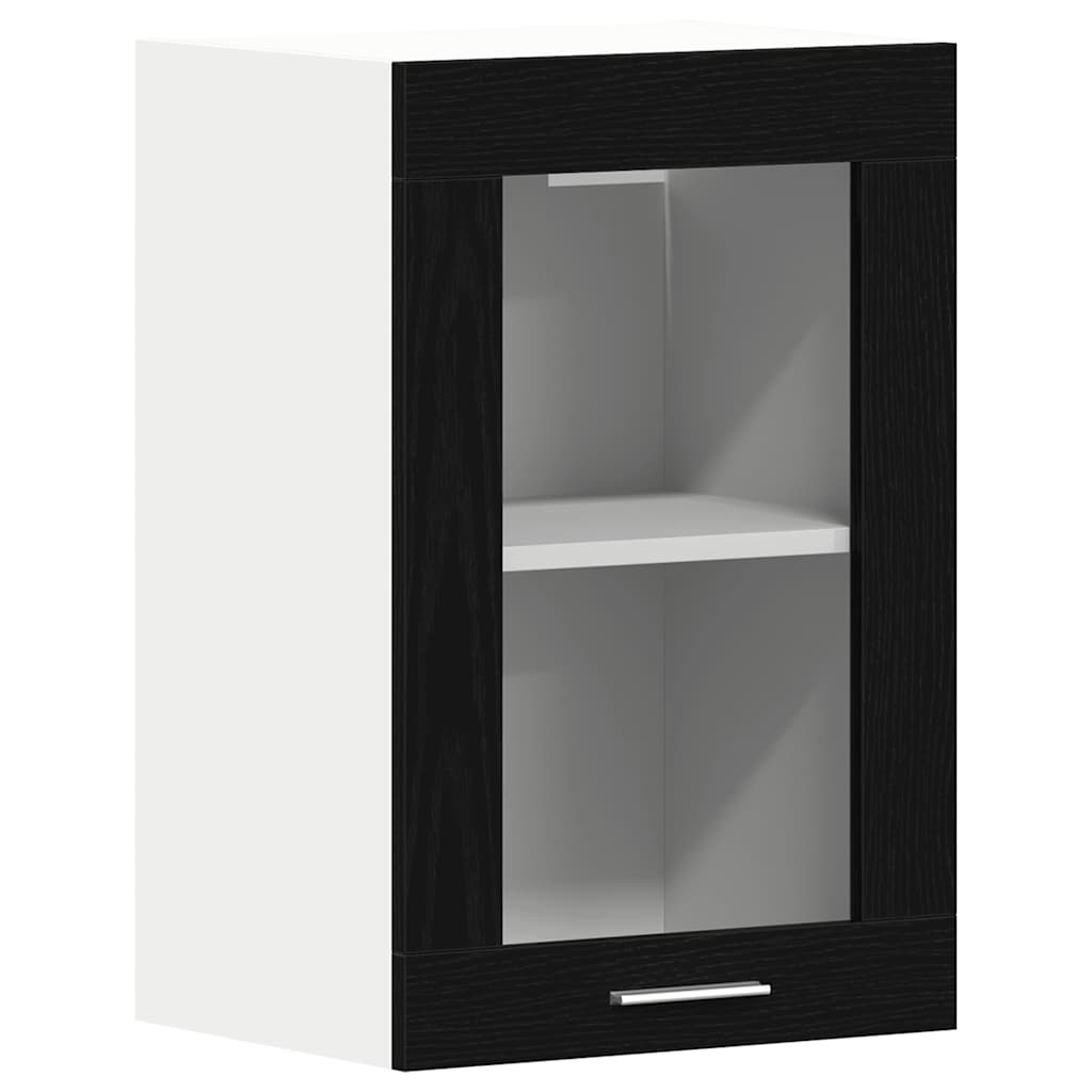vidaXL Hängeglasschrank Schwarz Eichen-Optik 40 x 31 x 60 cm Holzwerkstoff