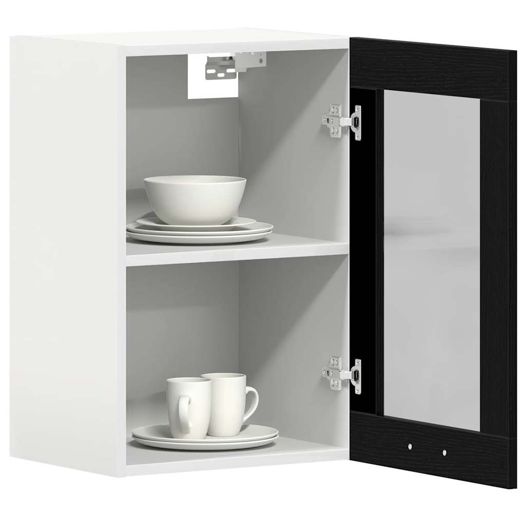 vidaXL Hängeglasschrank Schwarz Eichen-Optik 40 x 31 x 60 cm Holzwerkstoff