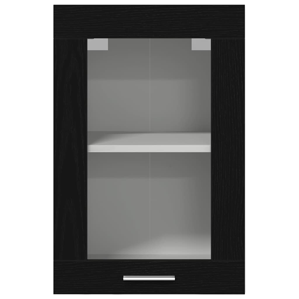 vidaXL Hängeglasschrank Schwarz Eichen-Optik 40 x 31 x 60 cm Holzwerkstoff