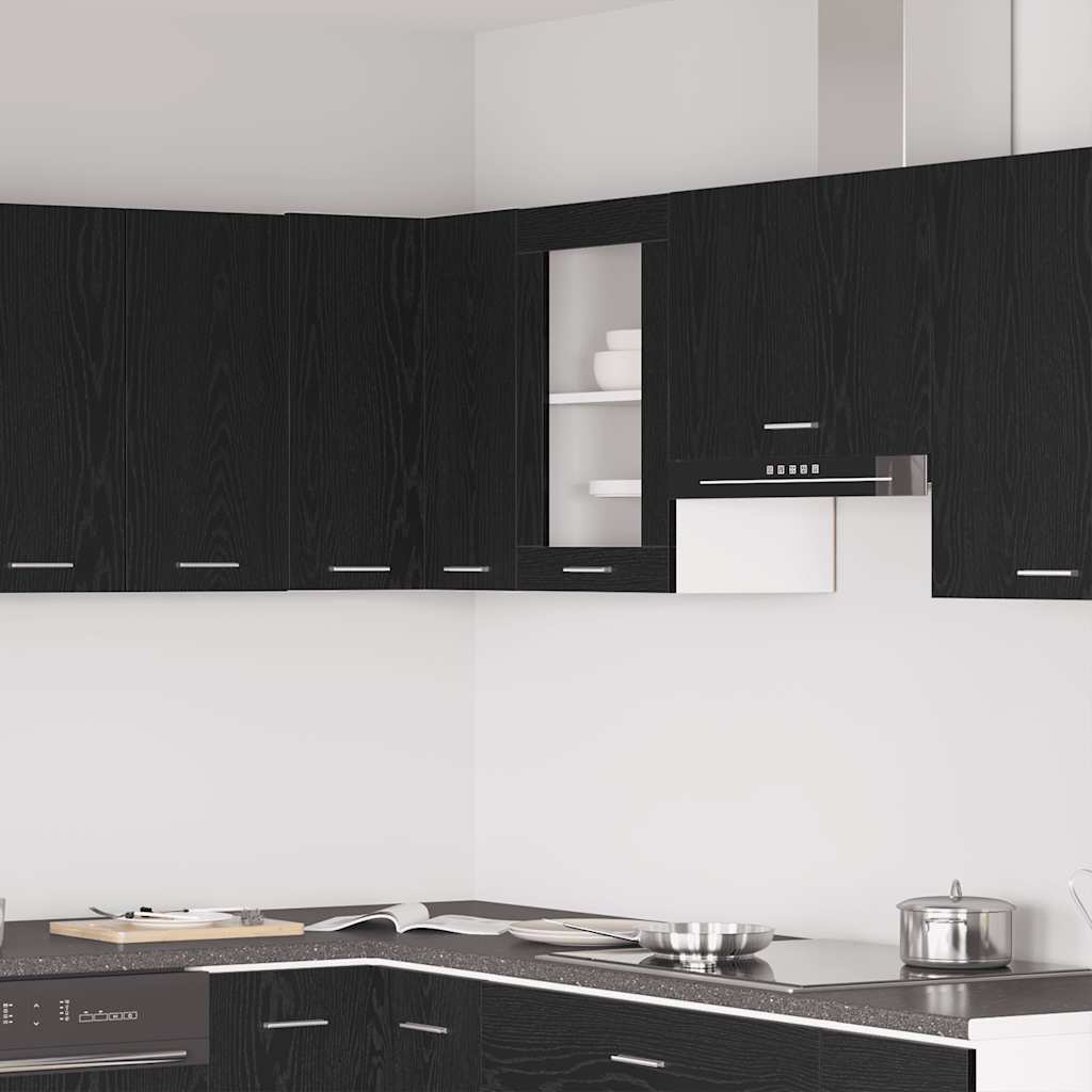 vidaXL Hängeglasschrank Schwarz Eichen-Optik 40 x 31 x 60 cm Holzwerkstoff
