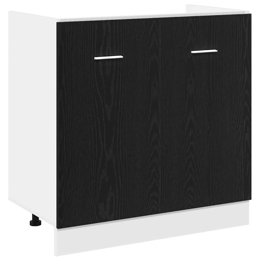 vidaXL Unterschrank für Spüle Schwarz Eiche 80x46x81,5 cm Holzwerkstoff