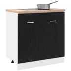 vidaXL Unterschrank für Spüle Schwarz Eiche 80x46x81,5 cm Holzwerkstoff
