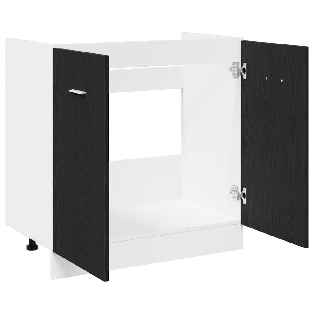 vidaXL Unterschrank für Spüle Schwarz Eiche 80x46x81,5 cm Holzwerkstoff