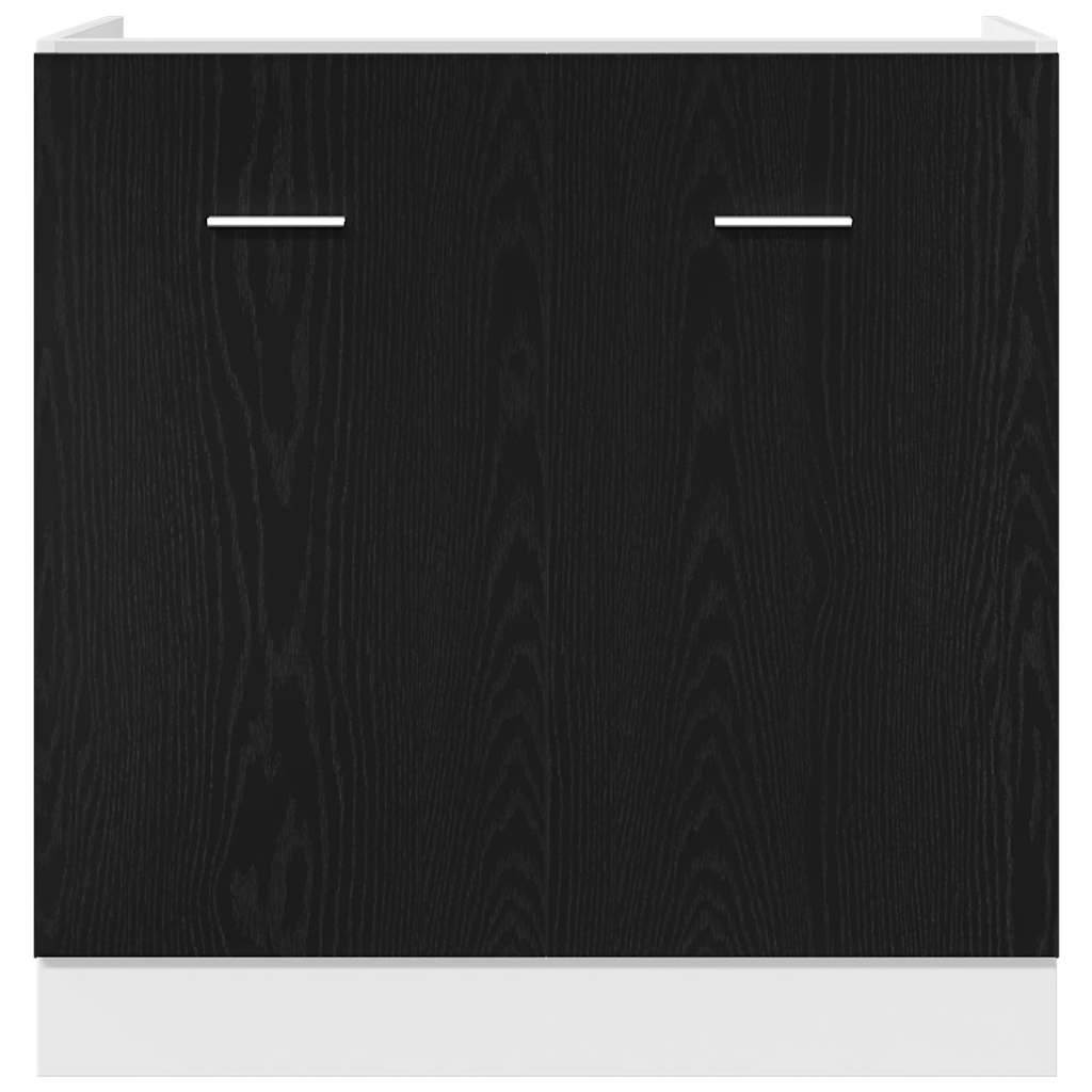vidaXL Unterschrank für Spüle Schwarz Eiche 80x46x81,5 cm Holzwerkstoff
