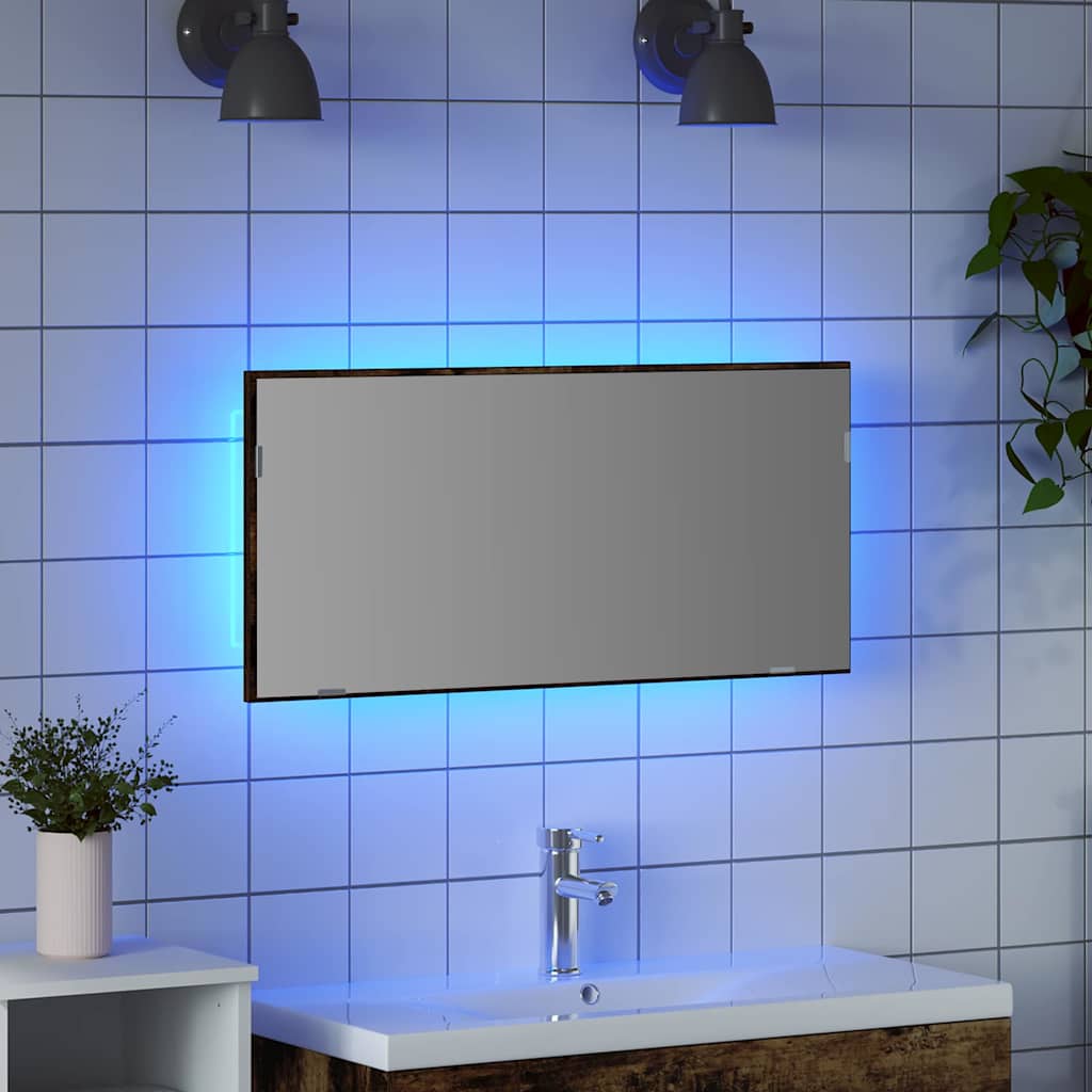 vidaXL Spiegel Wandmontiert Braun 80 x 37 cm Glas und engineered Holz