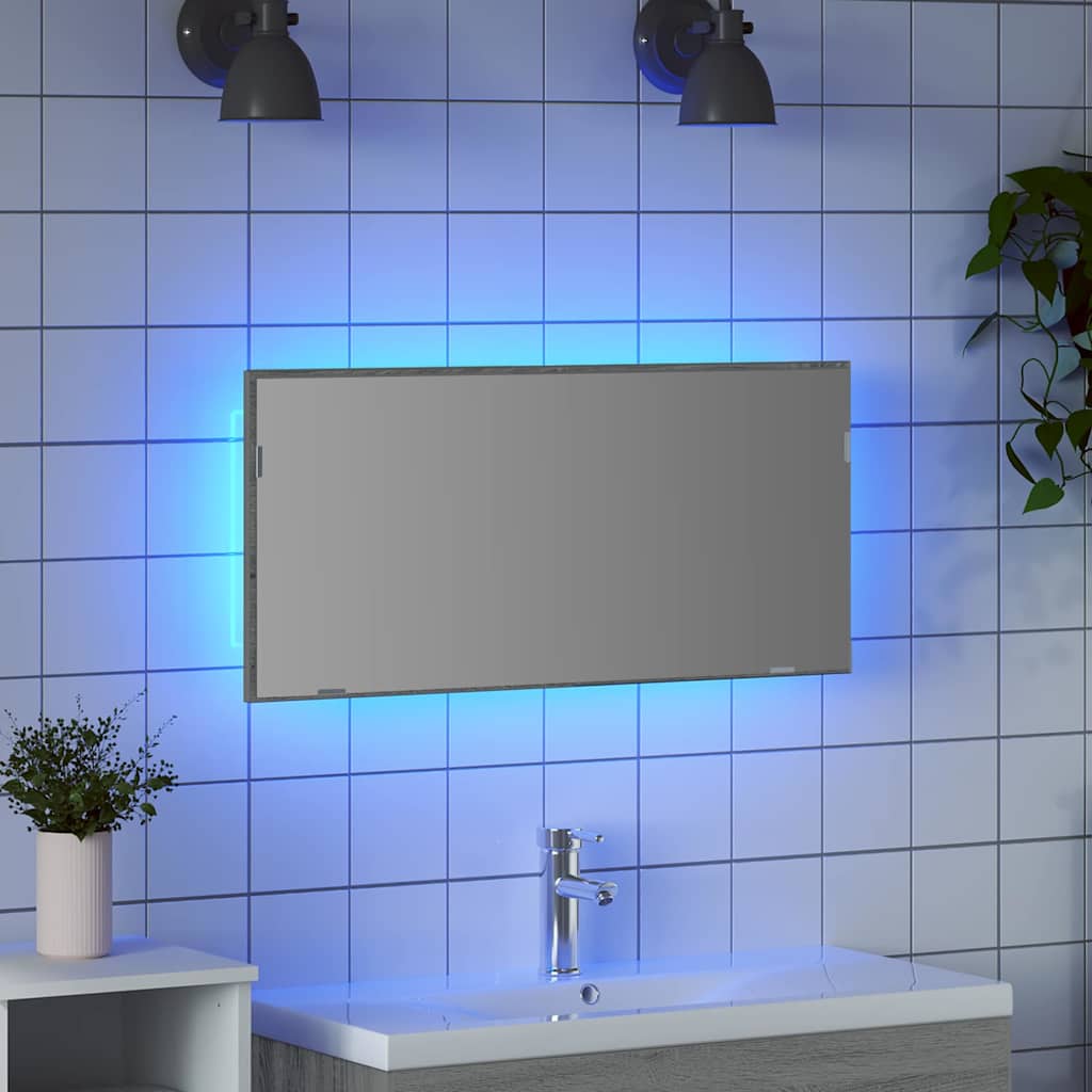 vidaXL Spiegel Hellgrau Sonoma 80 x 37 cm Glas und engineered Holz