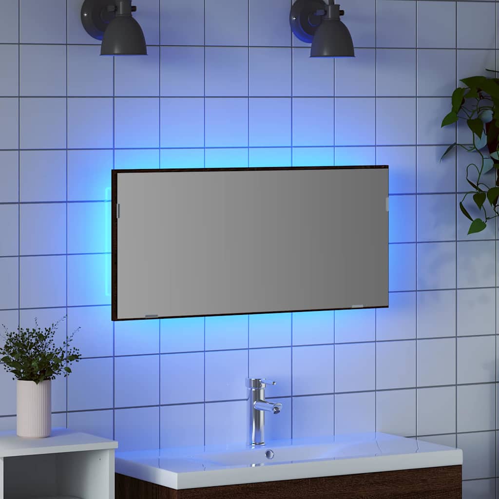 vidaXL Spiegel Braun Eichen-Optik 80 x 37 cm Glas und engineered Holz