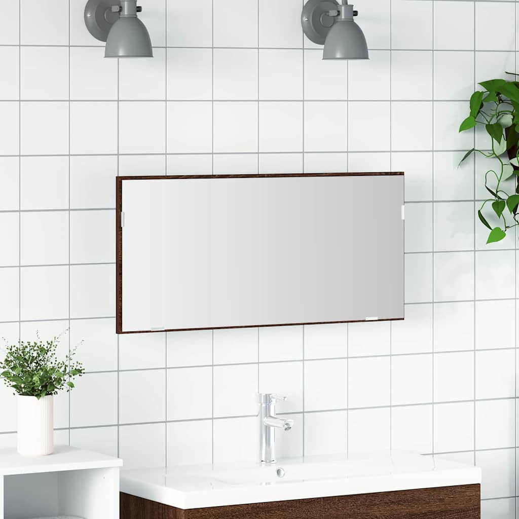 vidaXL Spiegel Braun Eichen-Optik 80 x 37 cm Glas und engineered Holz