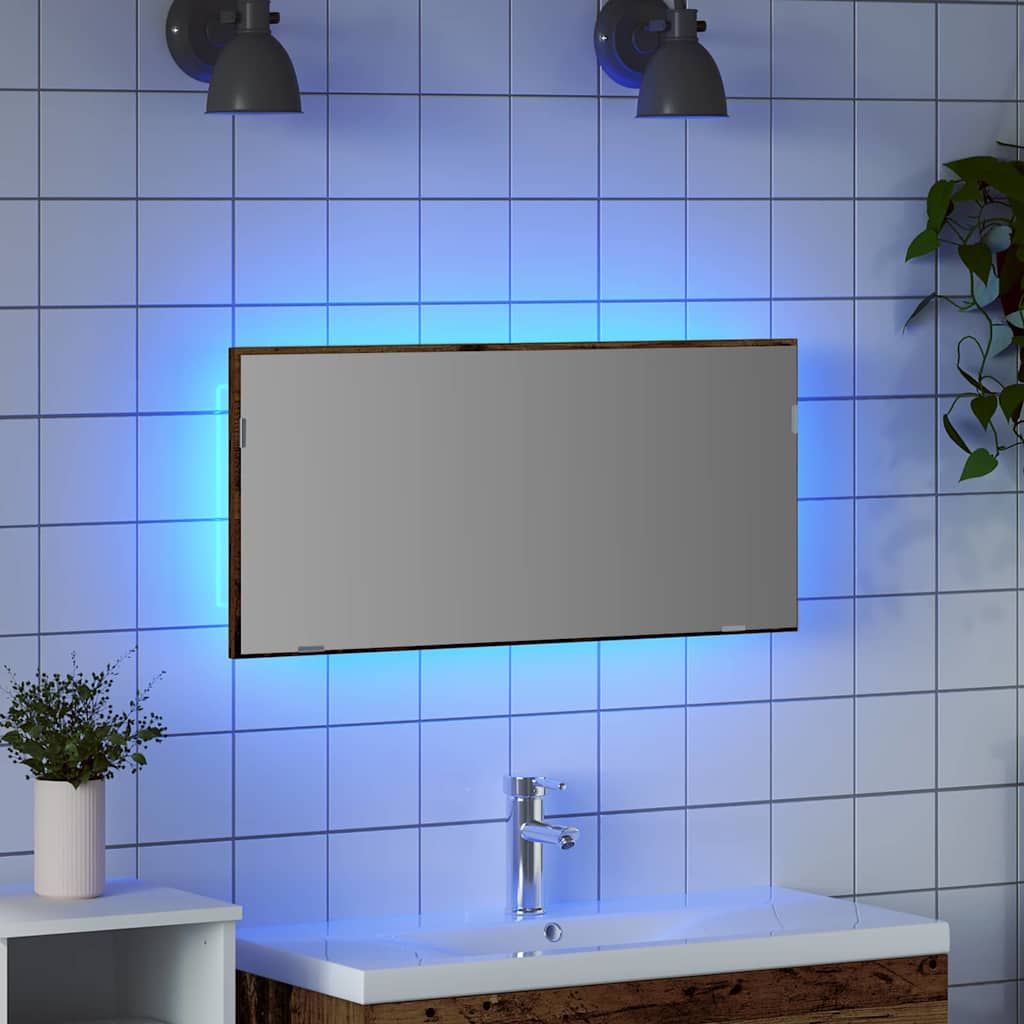 vidaXL Spiegel mit Spiegel Altholz 80 x 37 cm Glas und engineered Holz