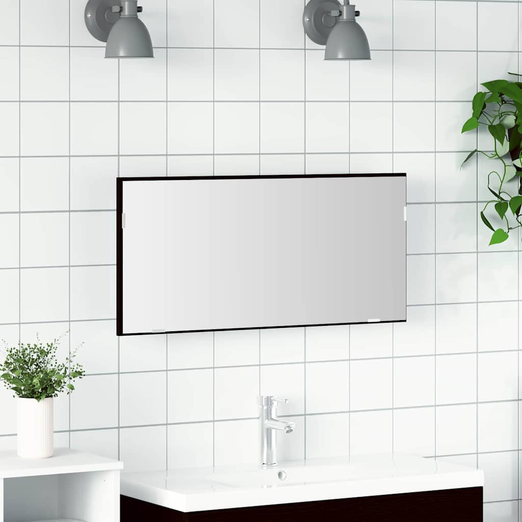 vidaXL Spiegel mit LED-Lichtleisten Schwarz Eichen-Optik 80 x 37 cm